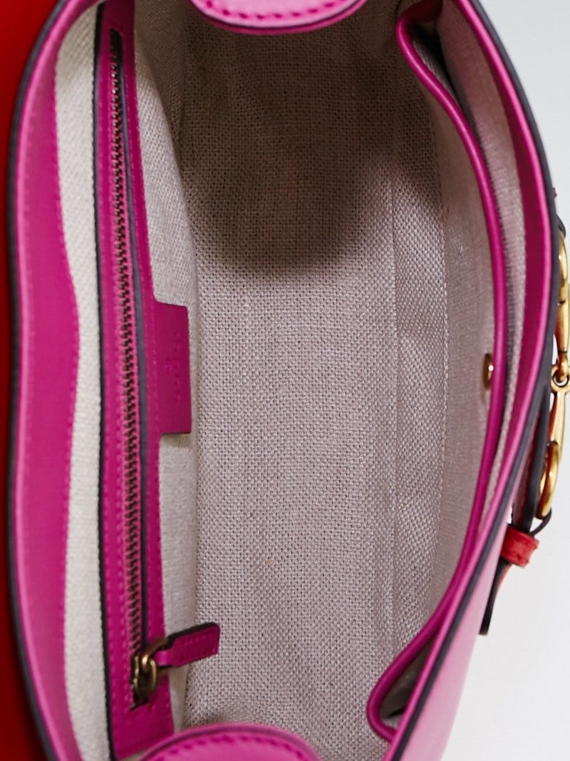 Gucci Pink/Red Smooth Calfskin Leather Medium Lady Web