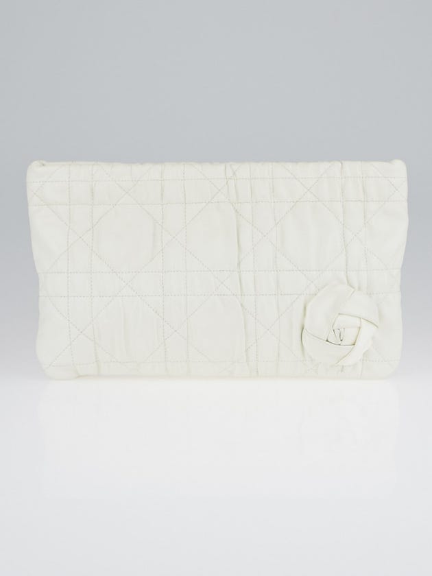 Christian Dior White Cannage Quilted Leather Clutch Bag