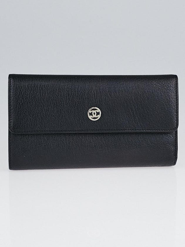 Chanel Black Leather CC Long Flap Wallet