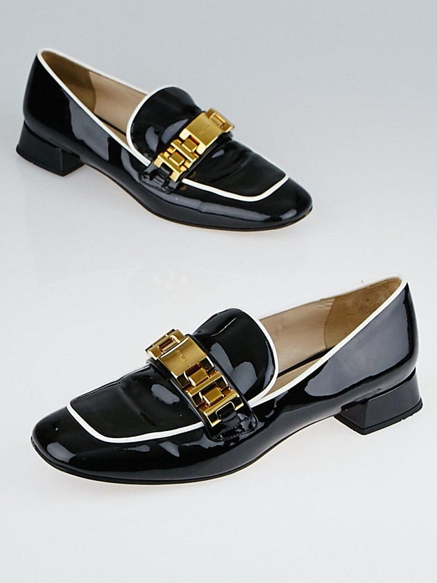 Prada Black Patent Leather Loafers Size 7.5/38