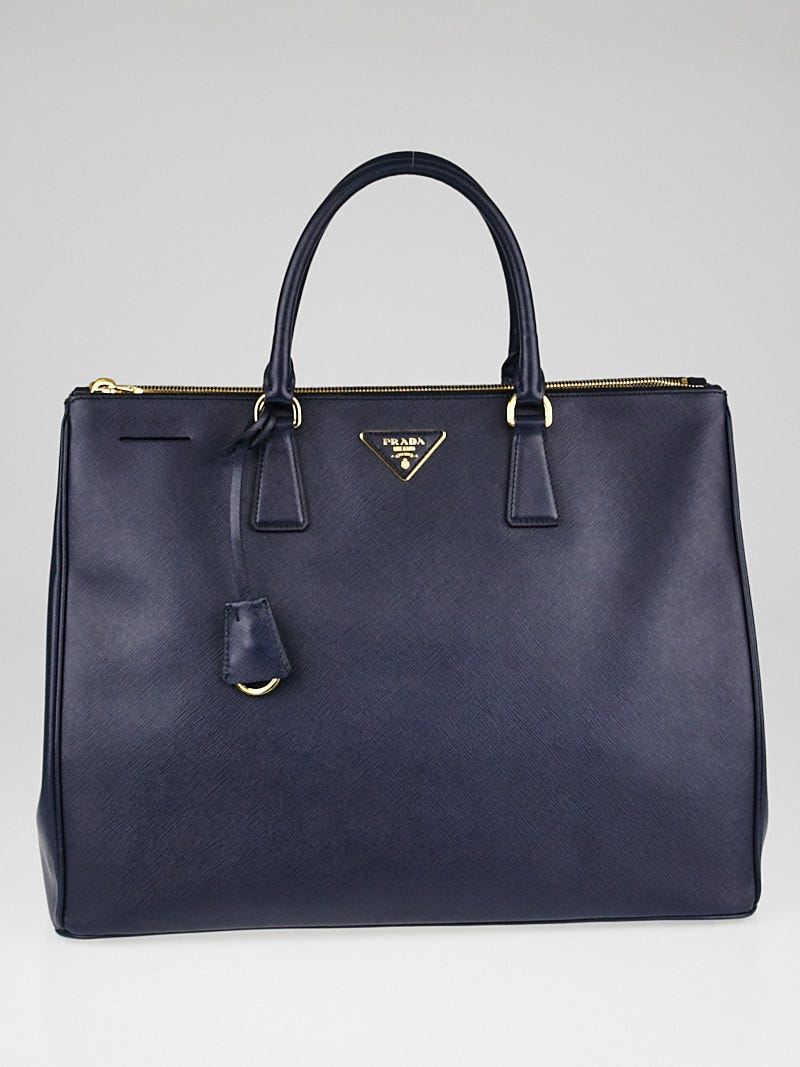 2013- Prada Saffiano Double Zip Lux Tote with Strap in Bluette For Sale at  1stDibs