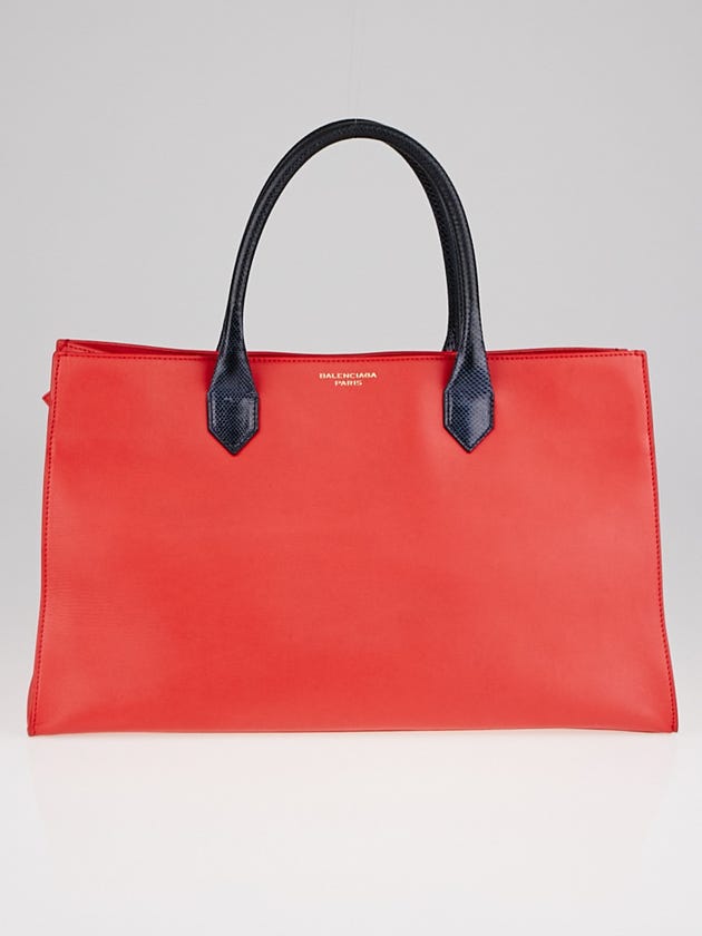 Balenciaga Red Smooth Calfskin Leather and Snake  Padlock Work S Tote Bag