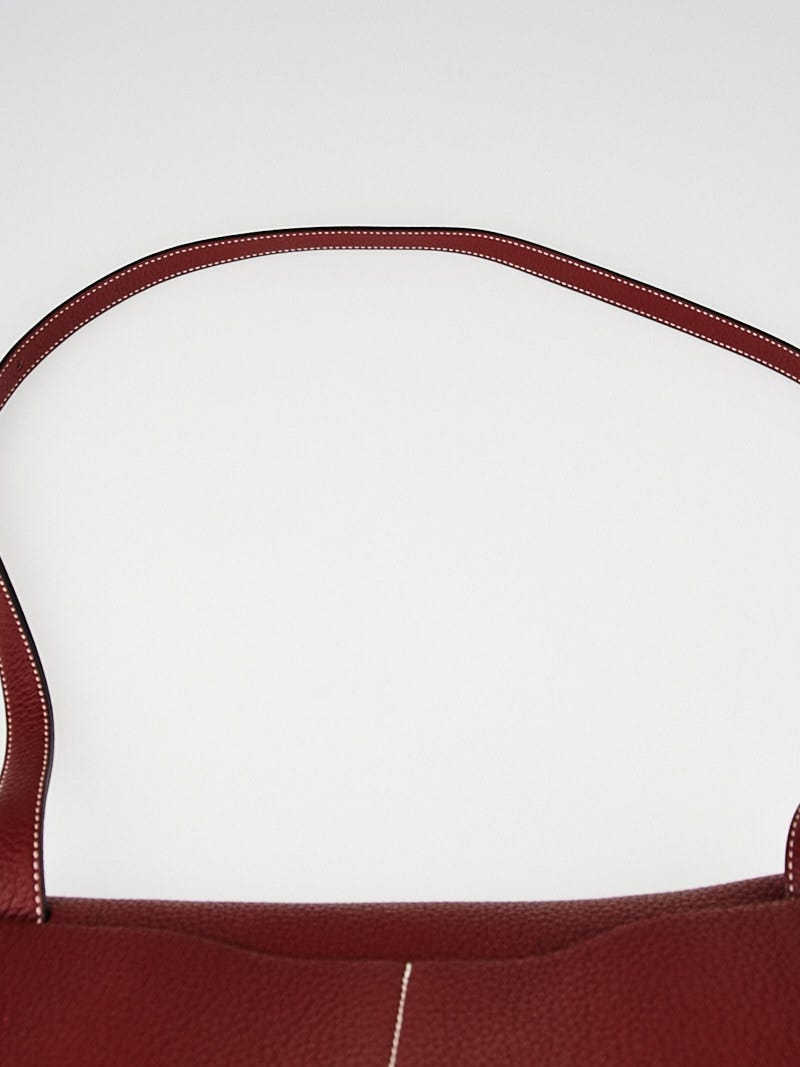 エルメスのバンルク Hermes Rouge Garance Clemence Leather Palladium Plated Halzen Bag