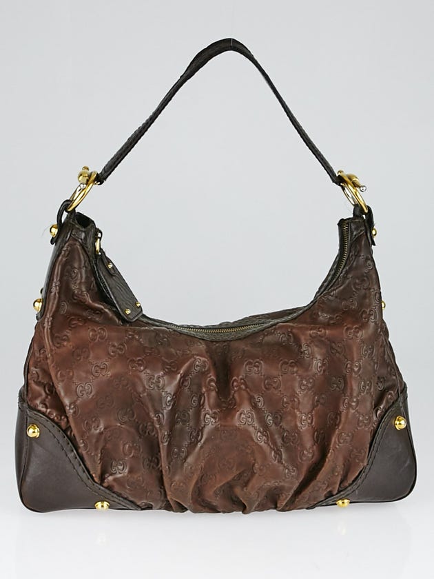 Gucci Brown Guccissima Leather Medium Jockey Hobo Bag