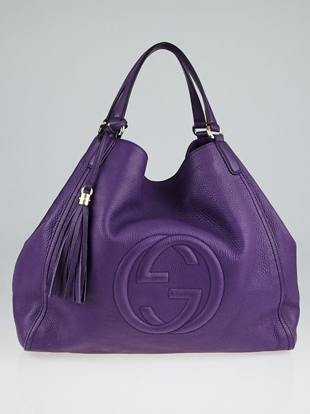 Gucci Purple Pebbled Leather Large Soho Tote Bag