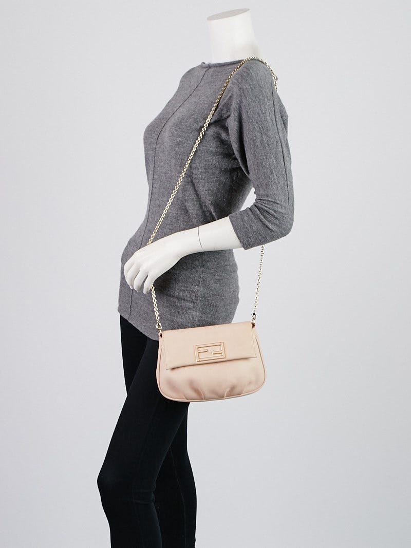 Fendi Light Pink Leather Fendista Pochette Crossbody Bag 8M0276 Yoogi s Closet