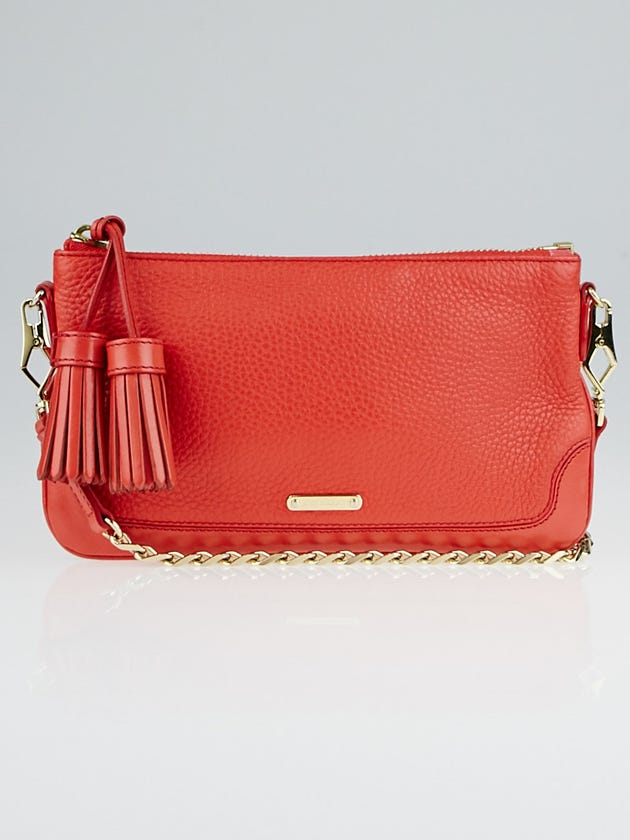 Burberry Coral Grain Leather Tassel Peyton Crossbody Bag