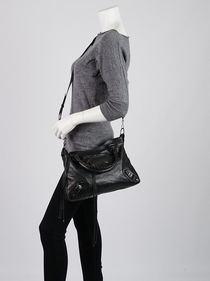 Balenciaga Black Lambskin Leather Motorcycle Town Bag Balenciaga Black Lambskin Leather Motorcycle Town Bag