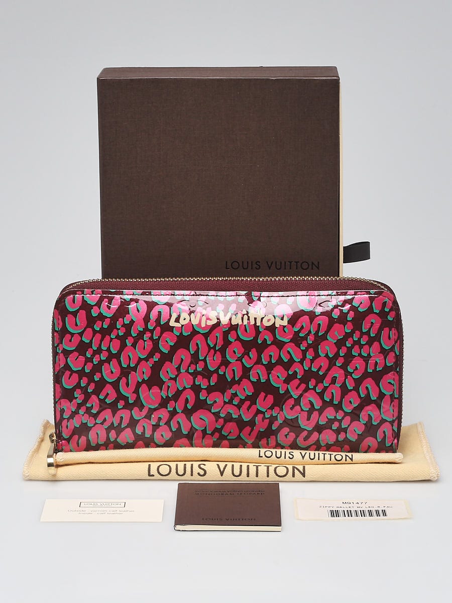 Louis Vuitton Limited Edition Rouge Fauviste Monogram Vernis Leopard Zippy Wallet
