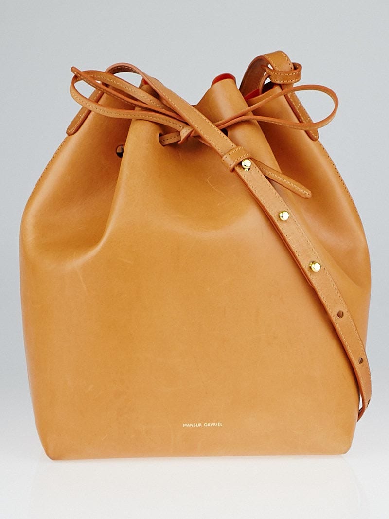 Mansur Gavriel Cammello Orange Vegetable Tanned Leather Bucket Bag Yoogi s Closet