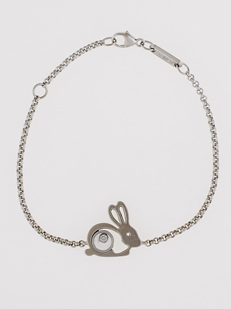 Chopard 18k White Gold 'Rabbit Good Luck' Floating Diamond Bracelet -  Yoogi's Closet
