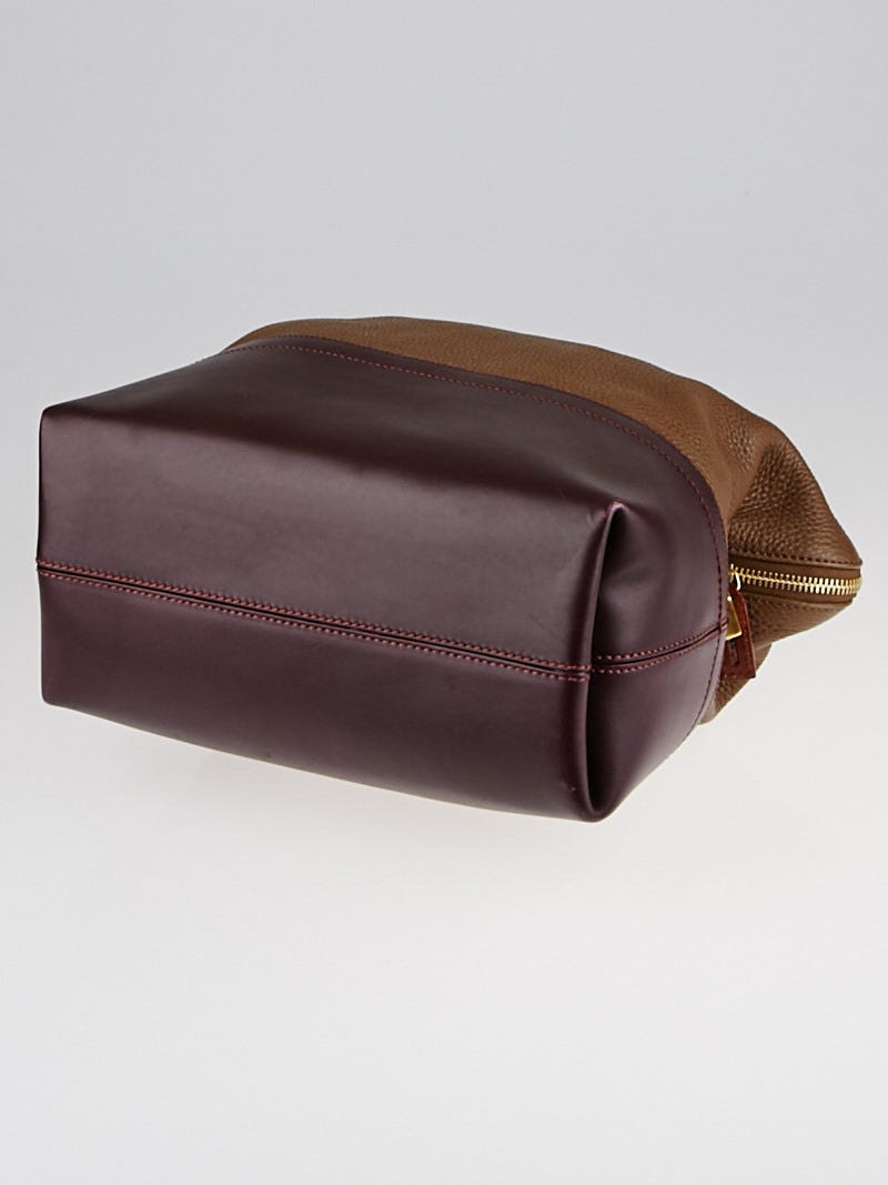 Fendi Beige/Blueberry/Aubergine Leather 2Bag Colorblock Tote