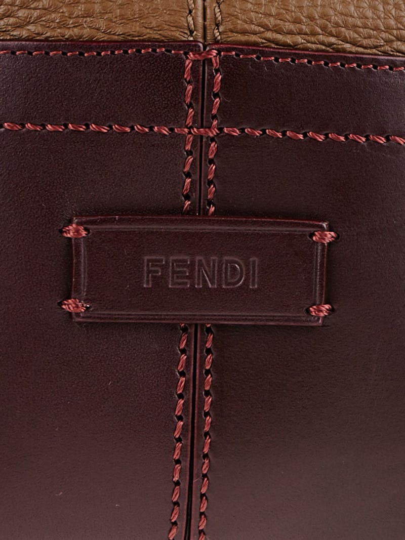 Fendi Beige/Blueberry/Aubergine Leather 2Bag Colorblock Tote