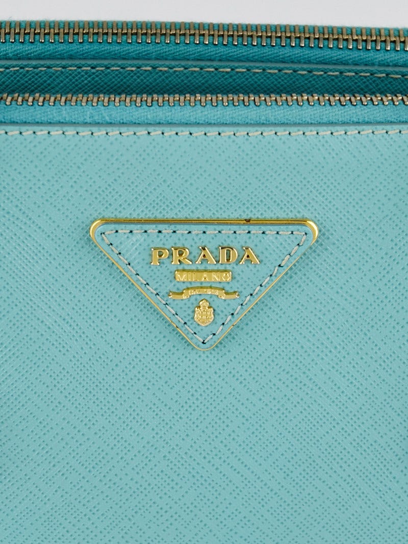 Prada Cobalto Saffiano Leather Double Zip Small Tote Bag BN1801 - Yoogi's  Closet
