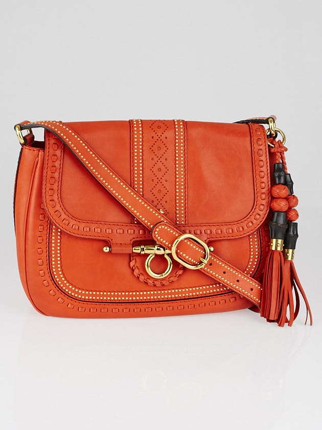 Gucci Orange Leather Snaffle Bit Medium Shoulder Bag