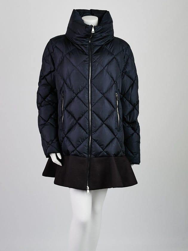 Moncler Navy Nylon/Wool Down Long Coat