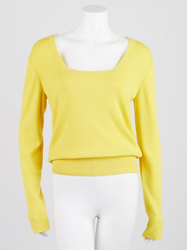 Balenciaga Yellow Wool Square-Neck Sweater Size 6/40