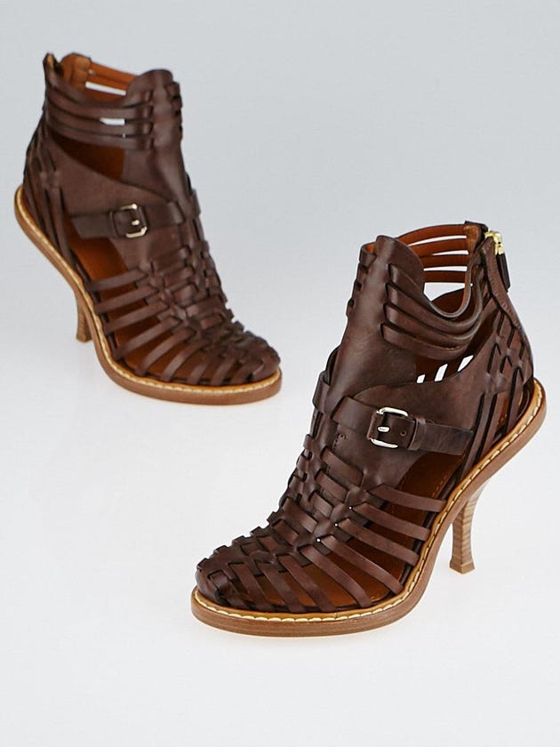 Givenchy Brown Leather Lattice Woven Sandals Size 6/36.5