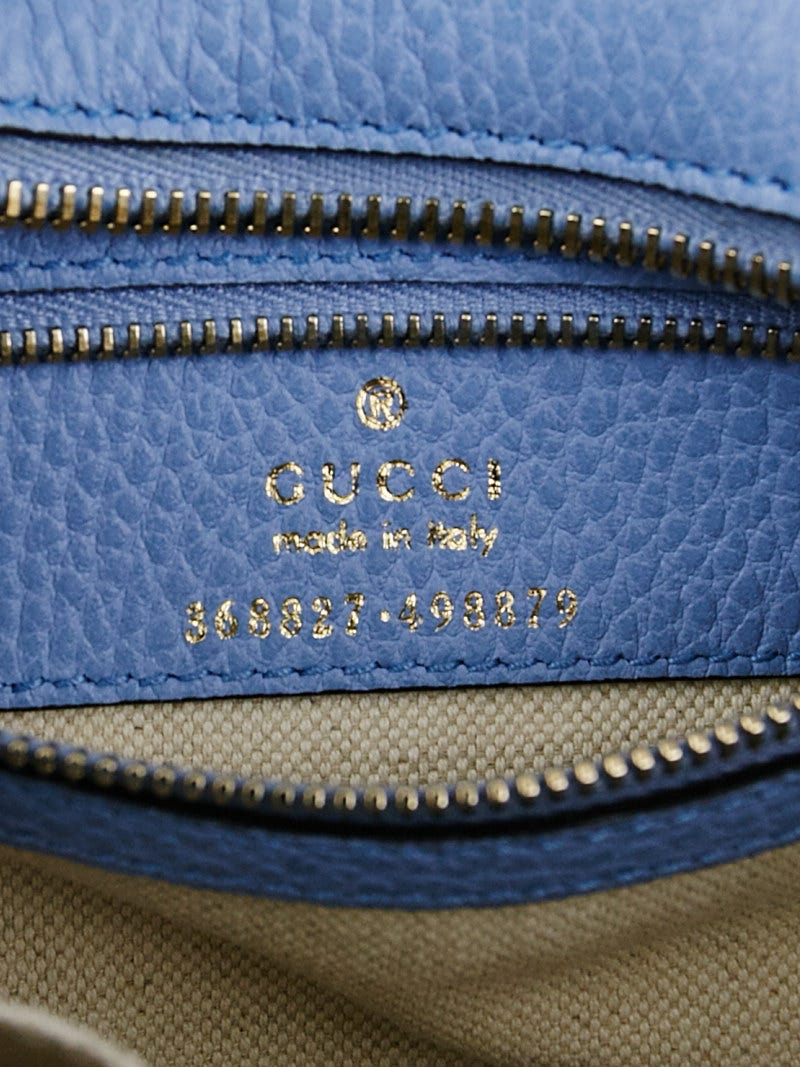 Gucci Light Blue Pebbled Calfskin Leather Mini Swing Bag Gucci Light Blue Pebbled Calfskin Leather Mini Swing Bag