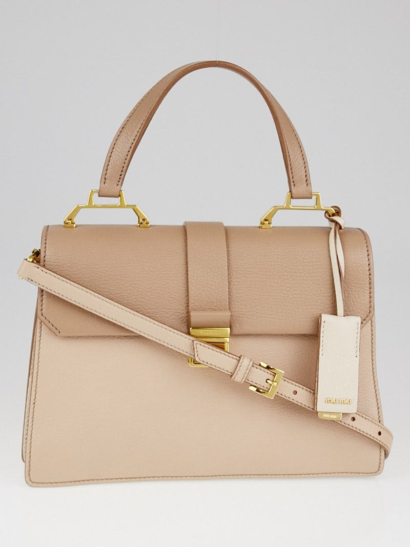 Miu Miu Pale Pink Madras Goatskin Leather Shoulder Bag