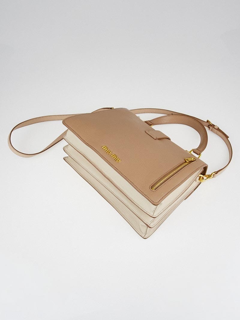 Miu Miu Pale Pink Madras Goatskin Leather Shoulder Bag | Yoogi's