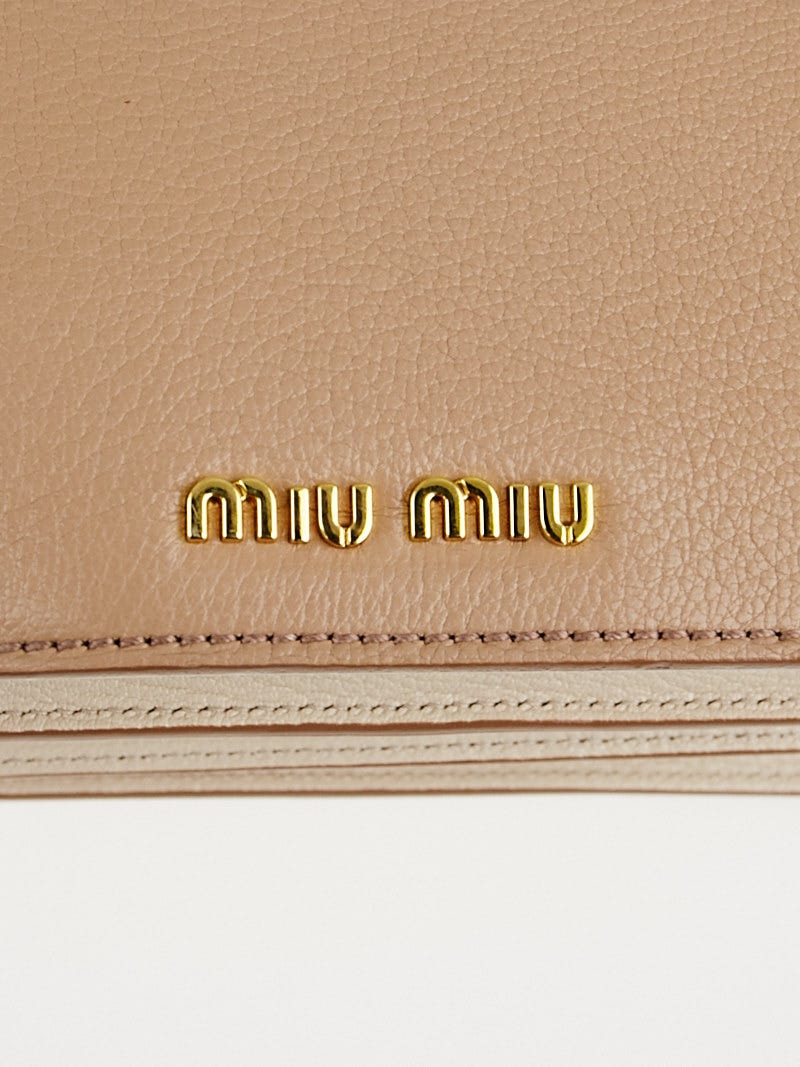 Miu Miu Pale Pink Madras Goatskin Leather Shoulder Bag | Yoogi's