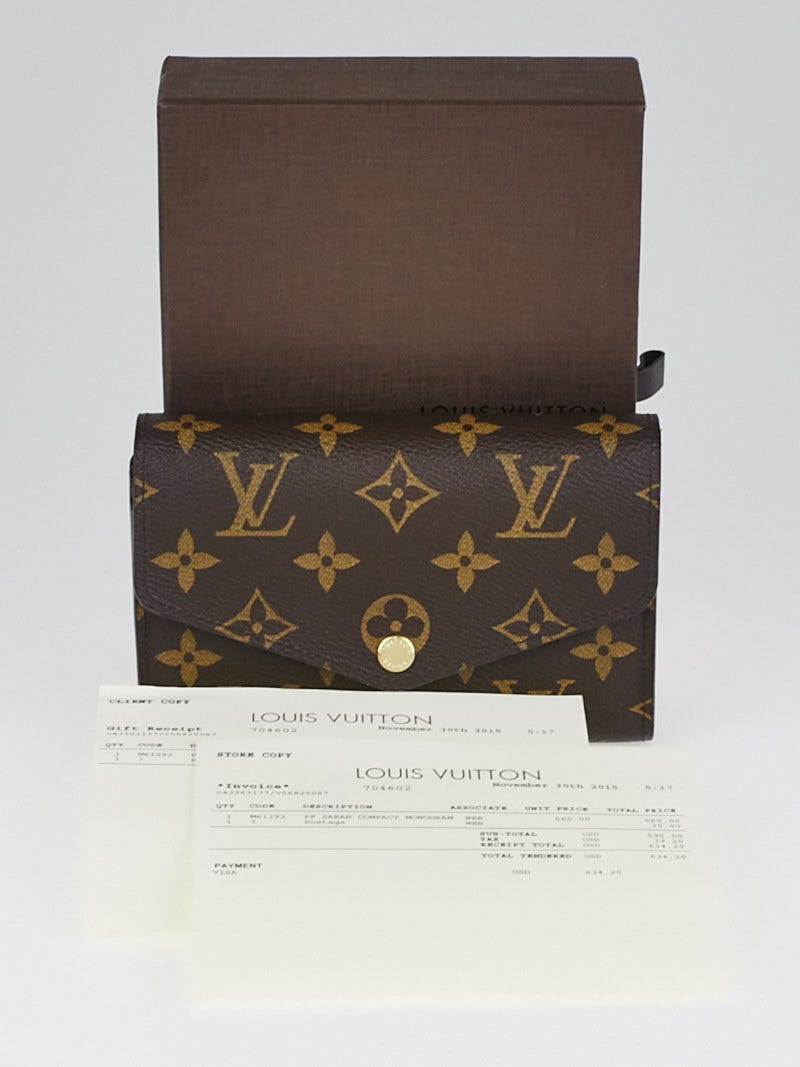 Louis Vuitton Monogram Canvas Sarah Compact Wallet - Yoogi's Closet