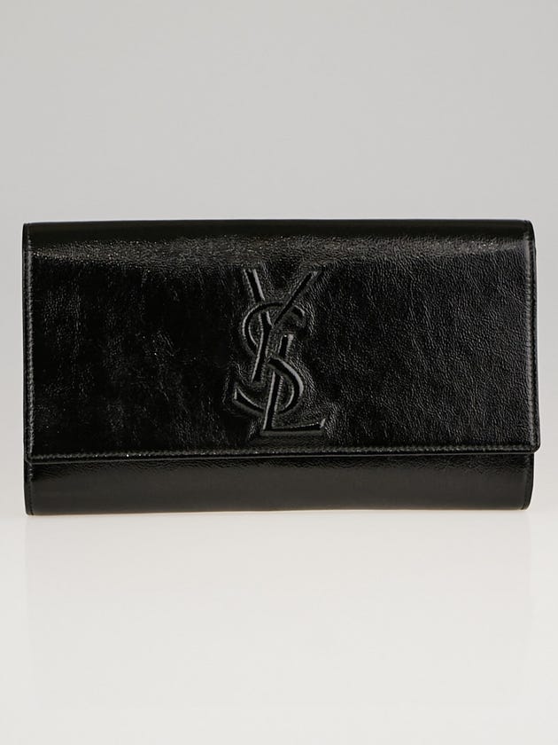 Yves Saint Laurent Black Textured Patent Leather Belle de Jour Clutch Bag