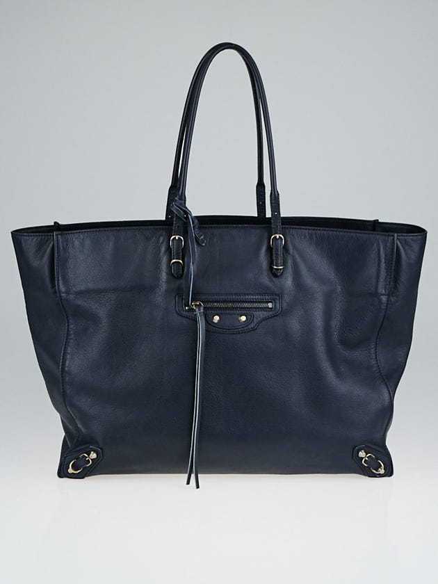 Balenciaga Navy Blue Calfskin Leather Papier A4 Tote Bag