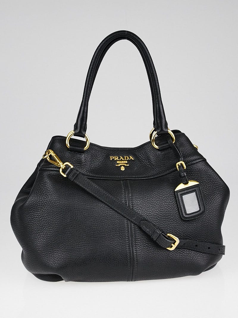 Prada Black Vitello Daino Leather Small Tote Bag BN1777 Yoogi s Closet