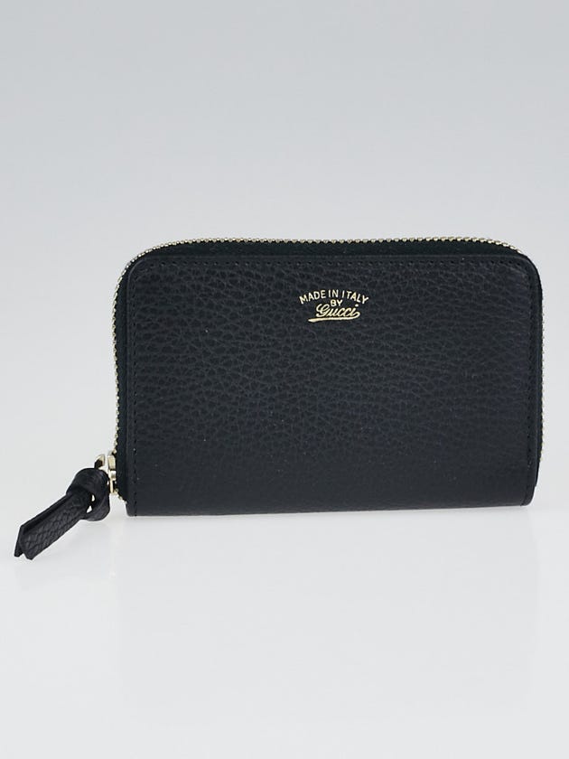 Gucci Black Pebbled Leather Swing Zippy Card Case