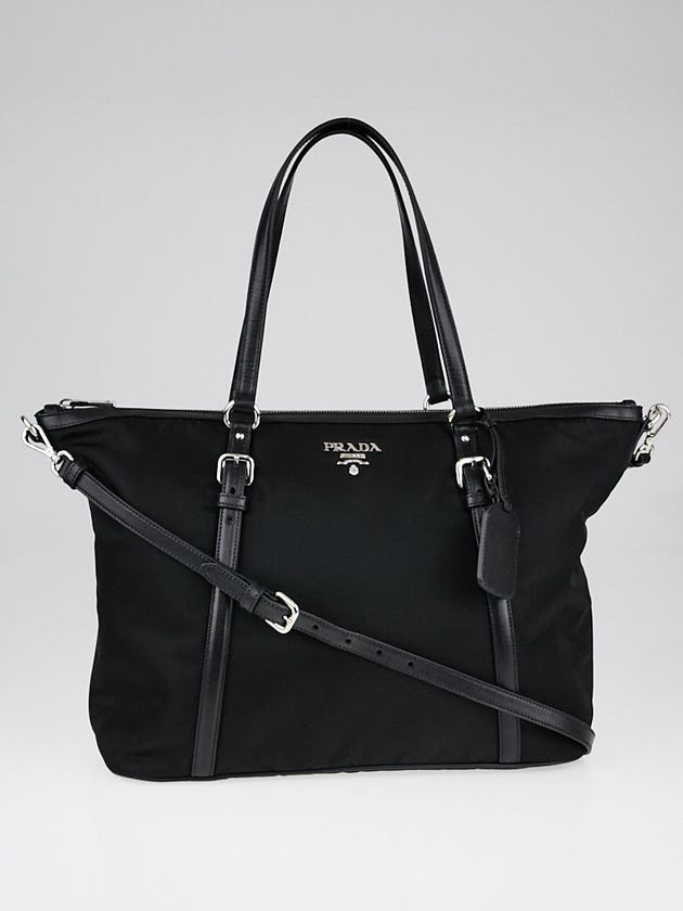 Prada Black Tessuto Nylon and Calfskin Leather Shopping Tote Bag B4253M