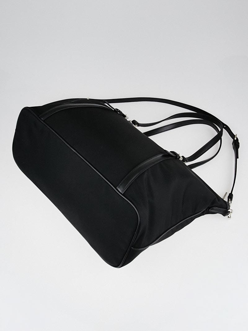  Prada Tessuto Black Nylon Leather Trim Shopping Tote Handbag  1BG253 : Clothing, Shoes & Jewelry