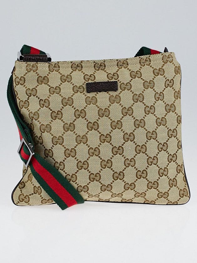 Gucci Beige/Ebony GG Canvas Vintage Web Small Messenger Bag