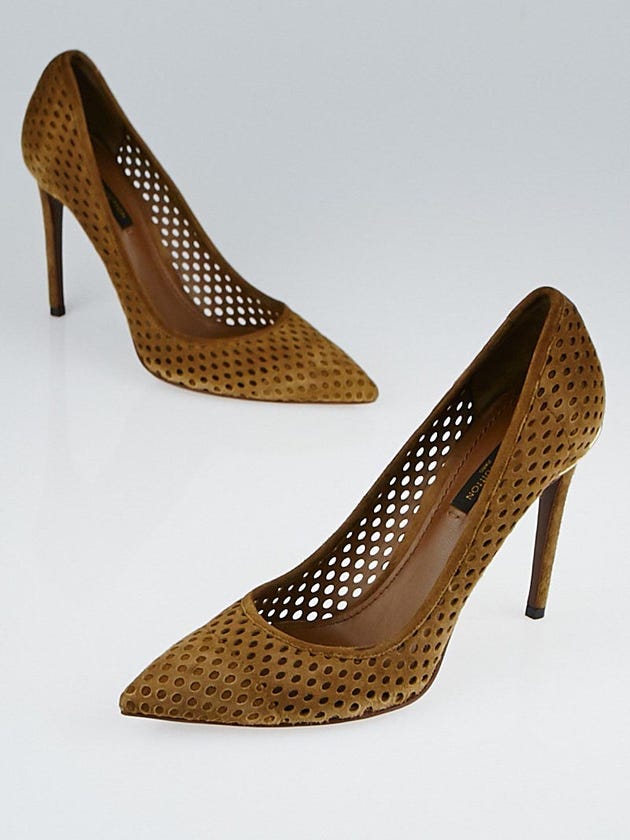 Louis Vuitton Brown Perforated Suede Eyeline Pumps Size 7.5/38