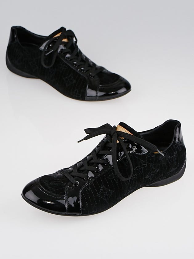 Louis Vuitton Quilted Monogram Suede and Patent Leather Sneakers Size 8/38.5