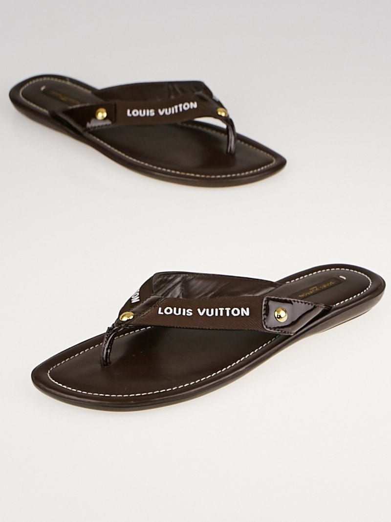 Louis Vuitton Brown Leather Thong Flat Sandals Size 40 Louis Vuitton