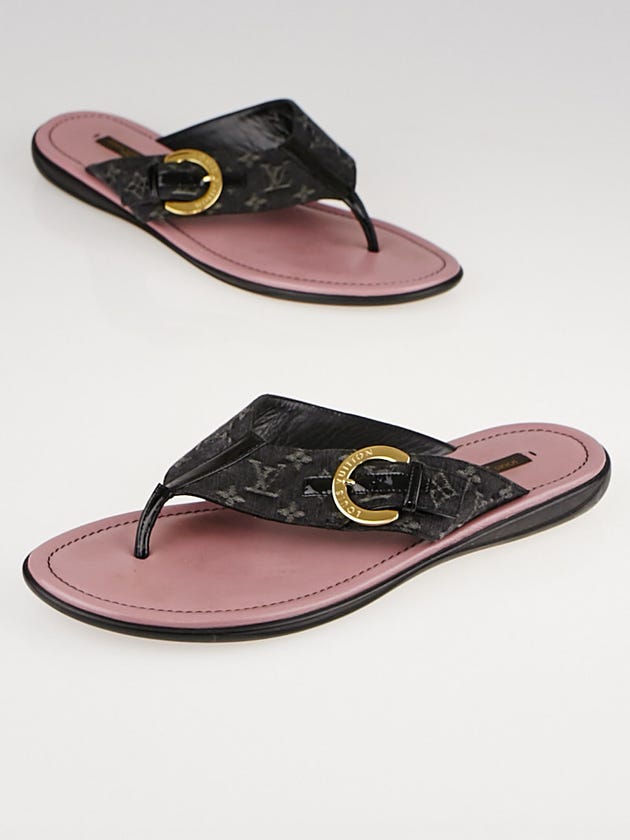 Louis Vuitton Black Denim Monogram Denim Thong Sandals Size 9.5/40