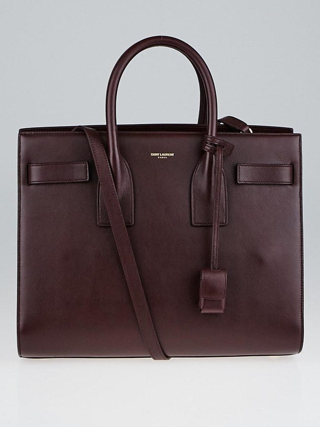 Yves Saint Laurent Burgundy Leather Small Sac de Jour Tote Bag