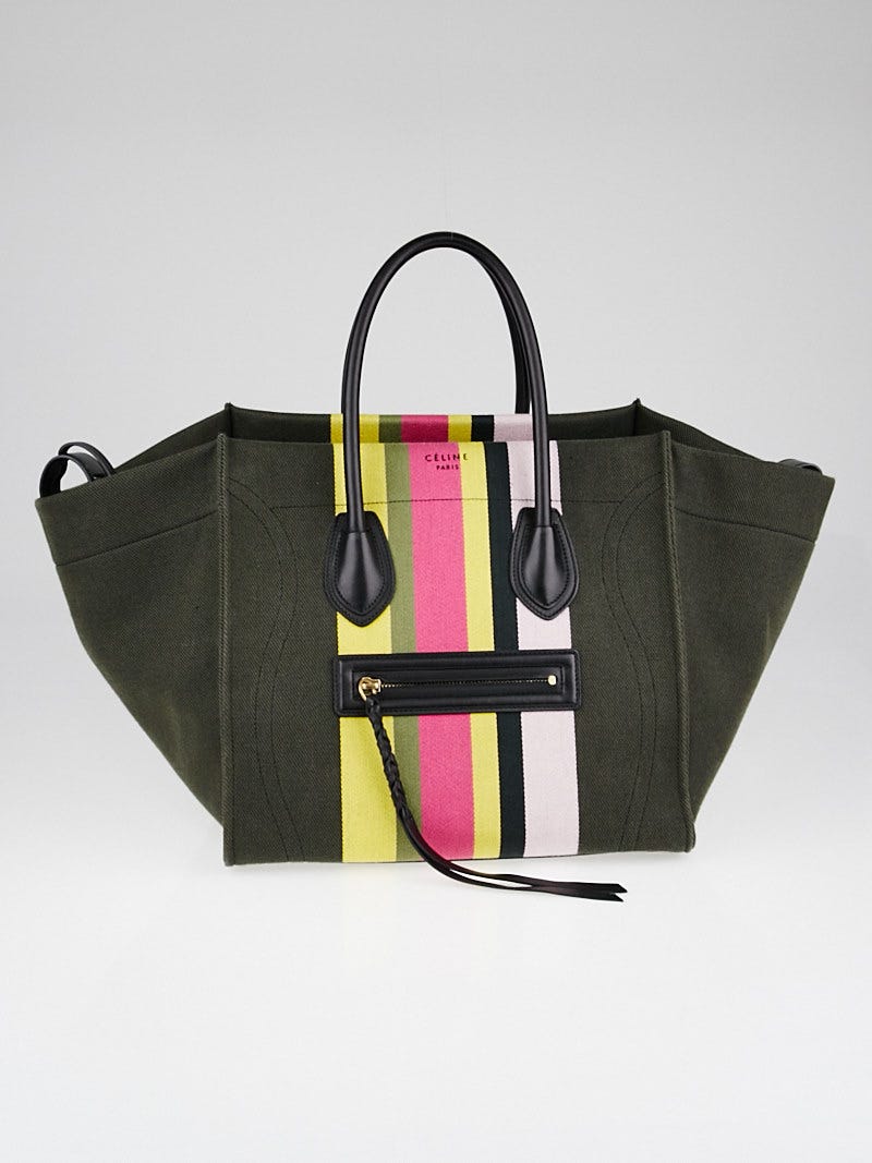Celine Multicolor Striped Canvas and Calfskin Medium Phantom