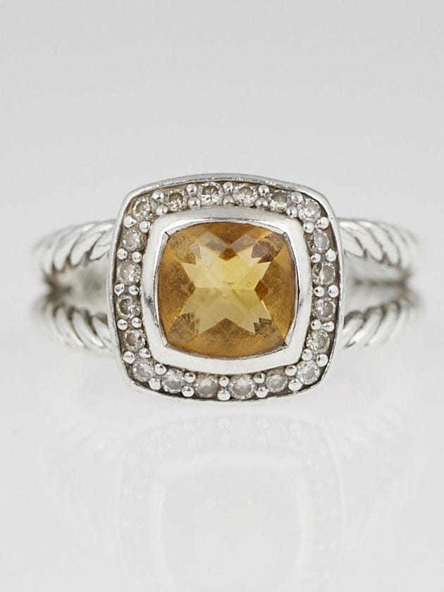 David Yurman 7mm Citrine and Diamond Petite Albion Ring 6