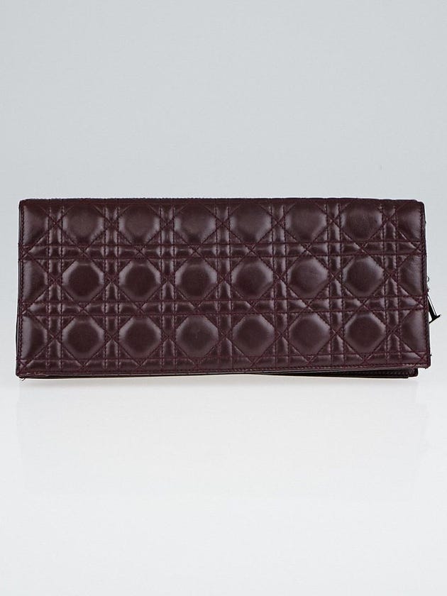 Christian Dior Bordeaux Quilted Cannage Lambskin Leather Foldover Clutch Bag