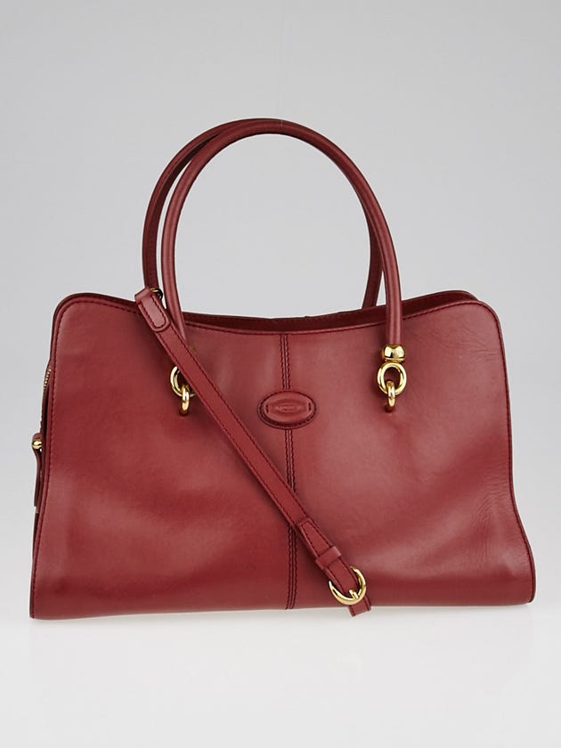 Tod's Mauve Leather Sellas Medium Shopping Bag