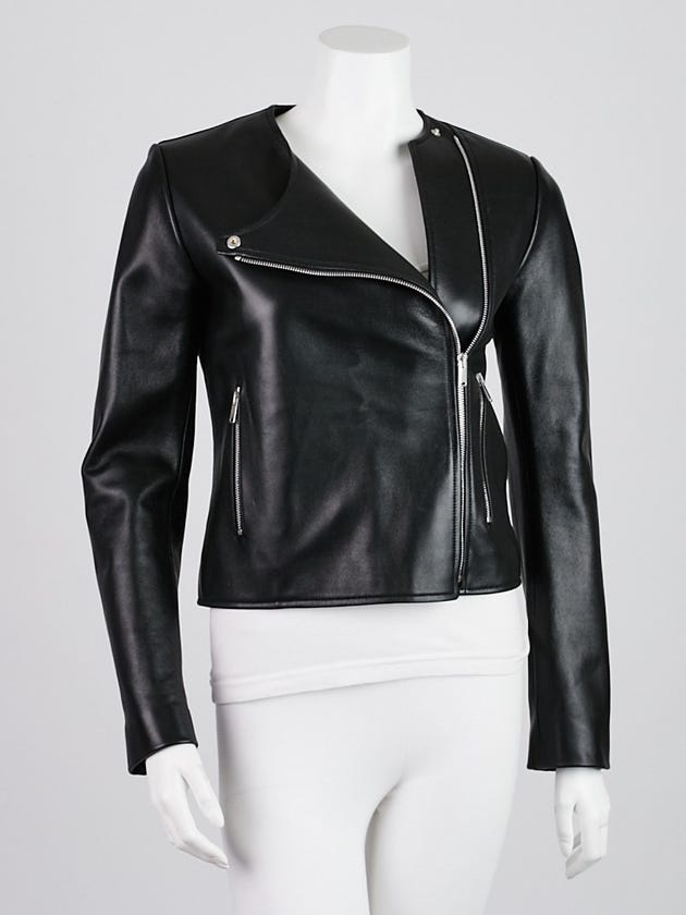 Celine Black Leather Motorcycle Jacket Size 2/36