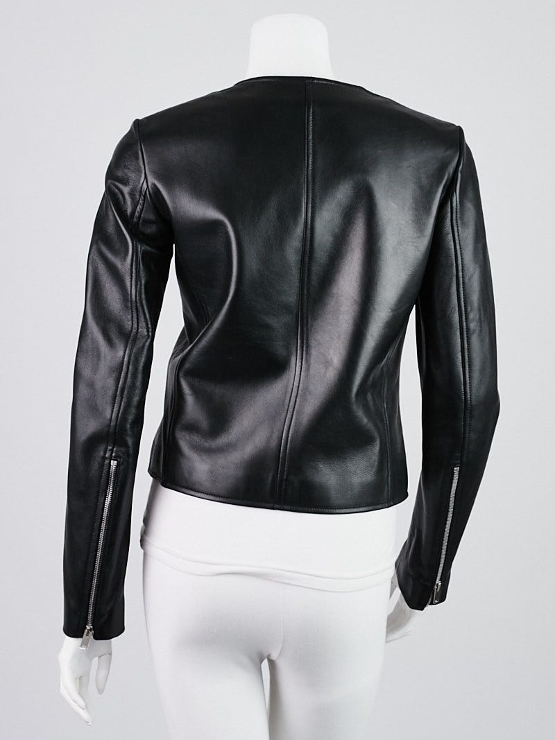 Celine Black Leather Motorcycle Jacket Size 2/36