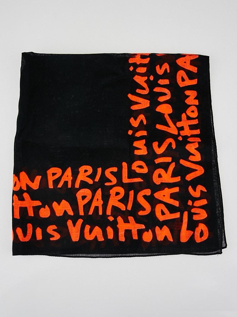 Louis Vuitton Stephen Sprouse Black Cotton Orange Graffiti Square