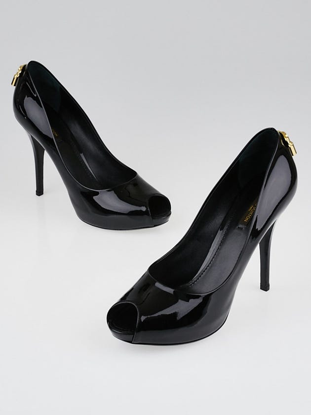 Louis Vuitton Black Patent Leather Oh Really! Peep Toe Pumps Size 9.5/40