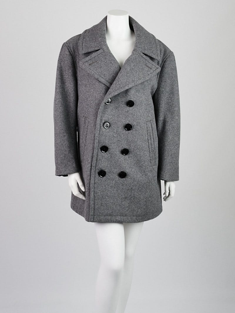 Louis Vuitton Black/Blue Wool Pea Coat Size 10/42 - Yoogi's Closet