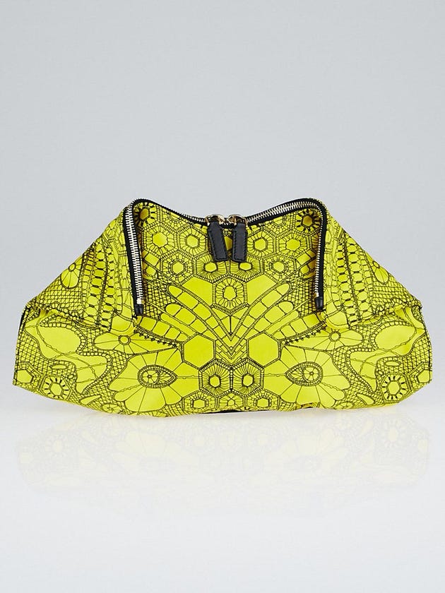 Alexander McQueen Yellow Printed Silk Butterfly De Manta Clutch Bag