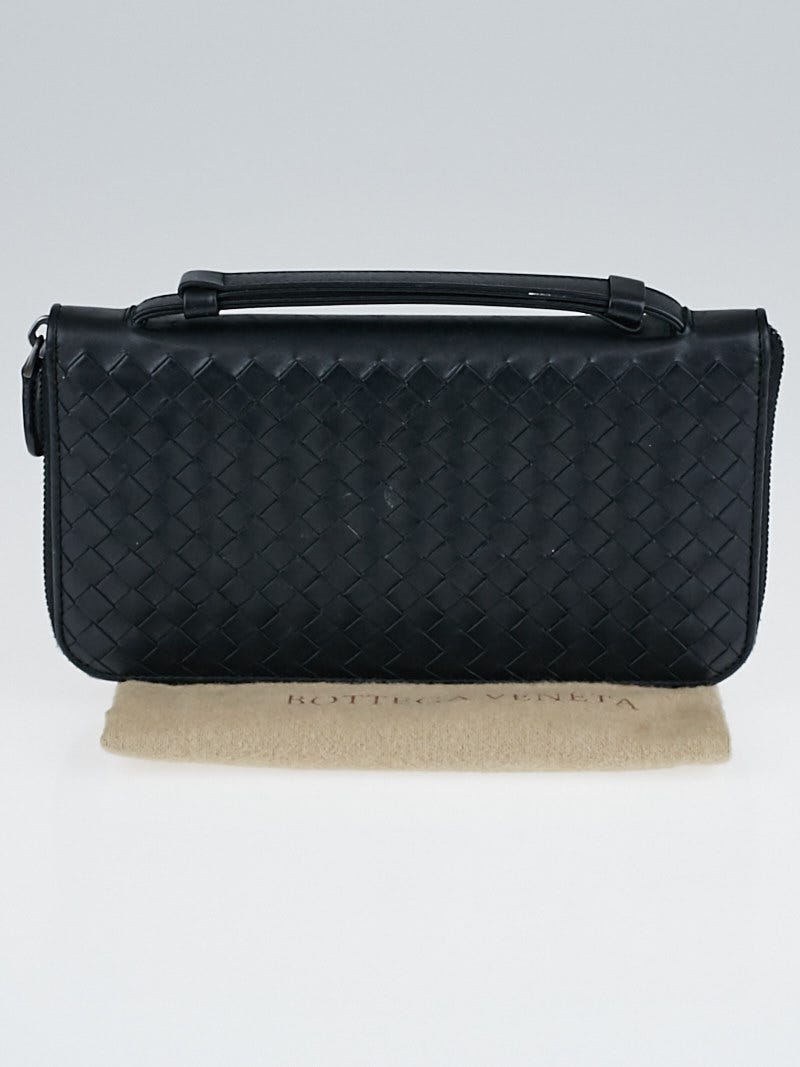 Bottega Veneta Black Intrecciato Woven Nappa Leather Vn Document